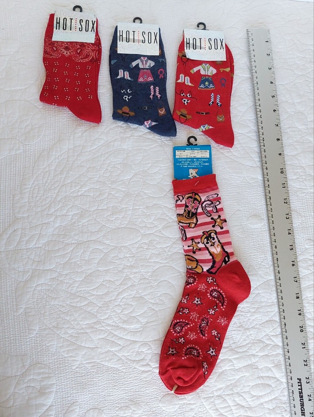 4 Sets Of Cowgirl/ BoyWestern Socks NOS Size Range 8 To 11 Rodeo Southwest Cute! - Picture 7 of 16